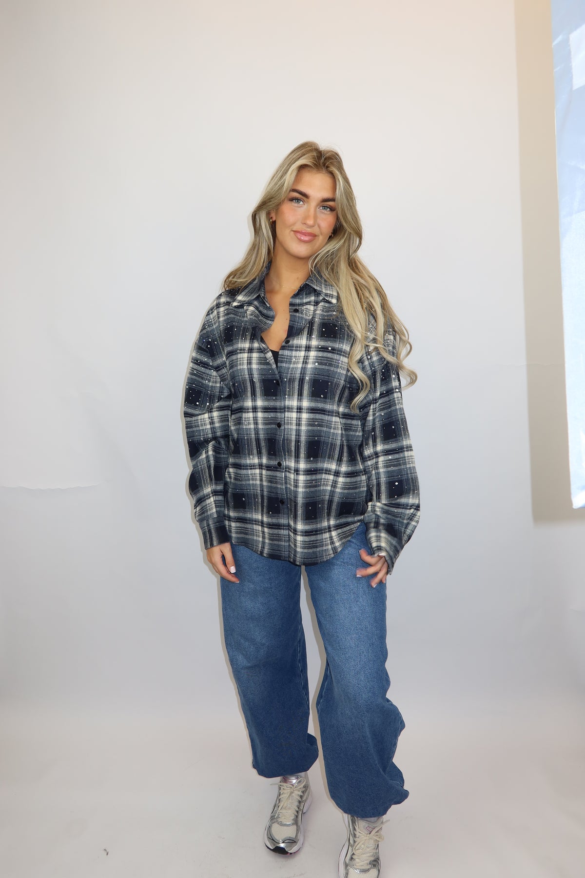 Renee glitter blouse donkerblauw