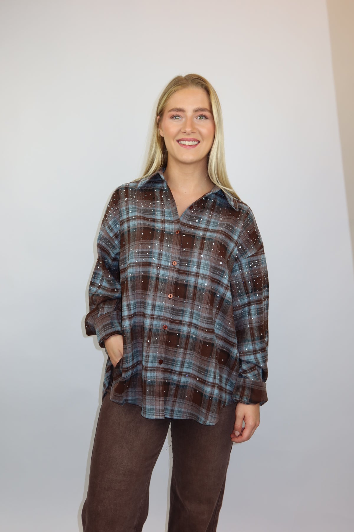 Renee glitter blouse blauw