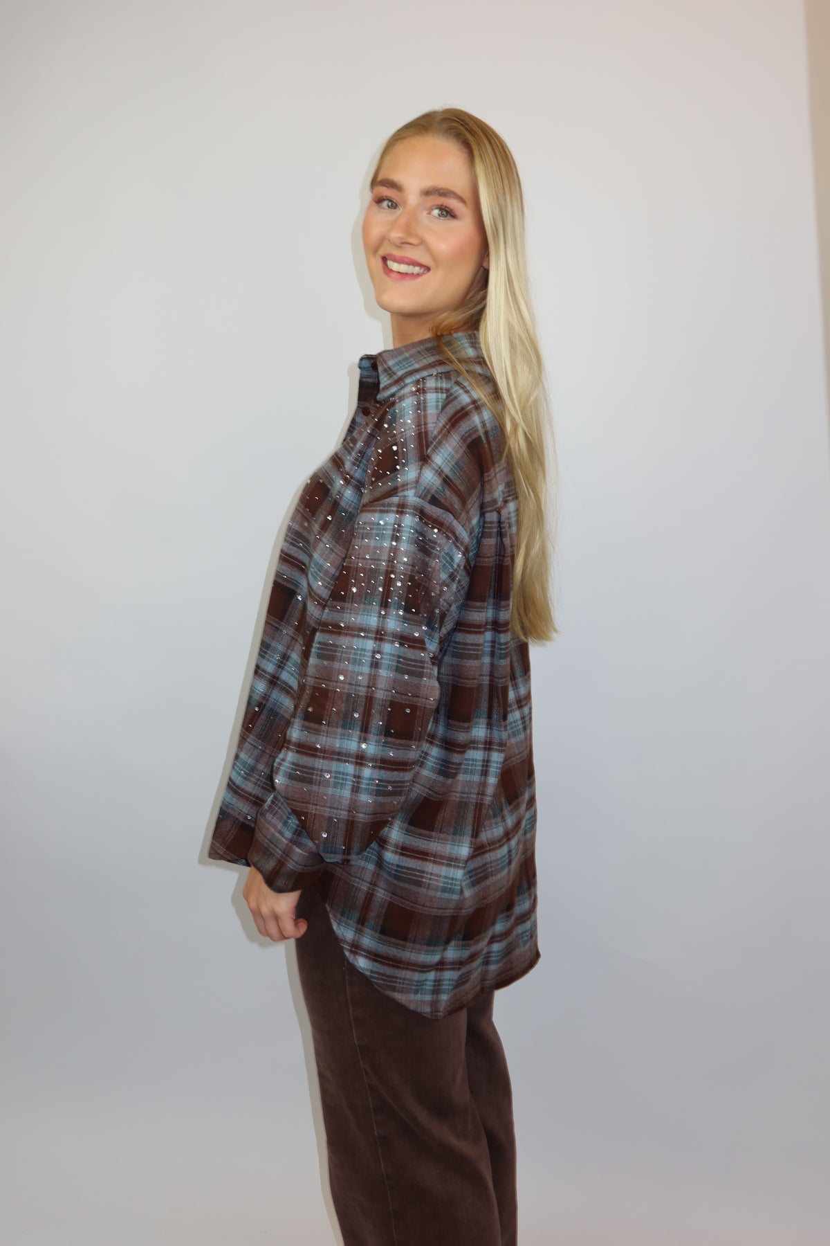 Renee glitter blouse blauw
