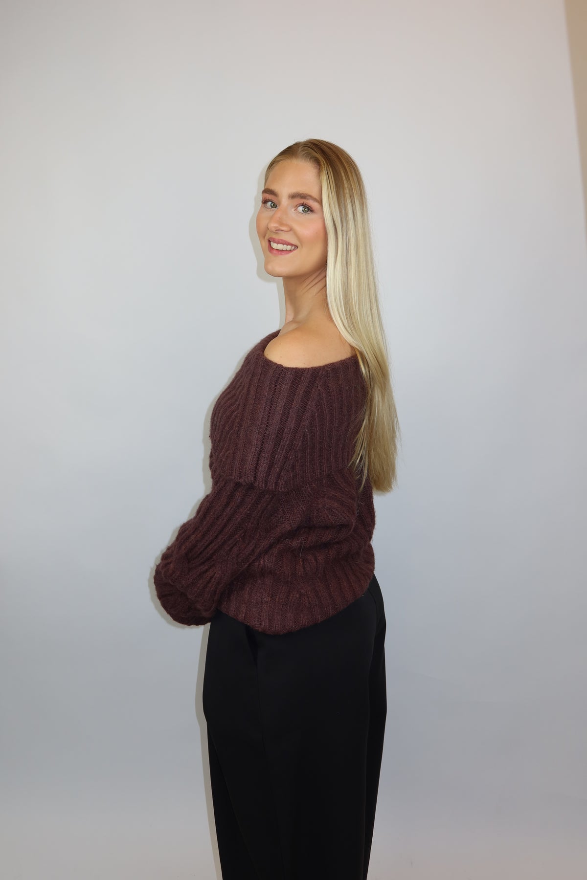 Vien off shoulder trui burgundy