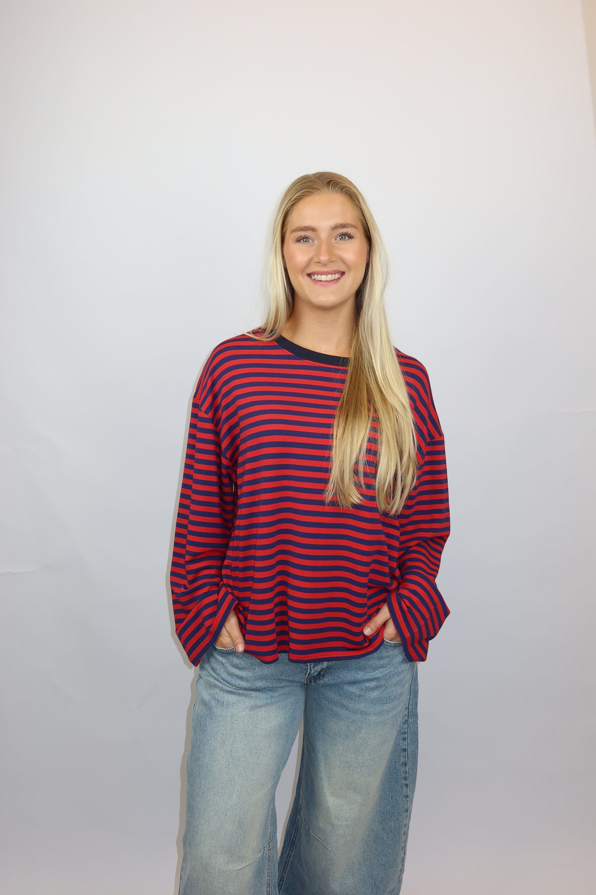 Nuray longsleeve donkerblauw/rood