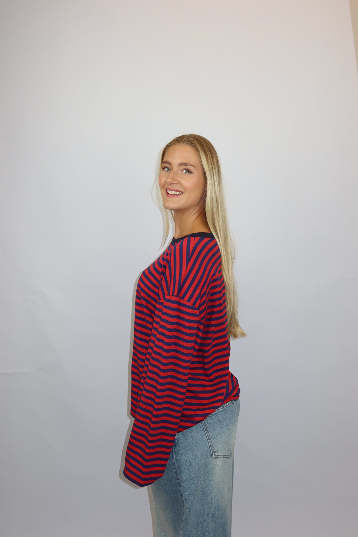 Nuray longsleeve donkerblauw/rood