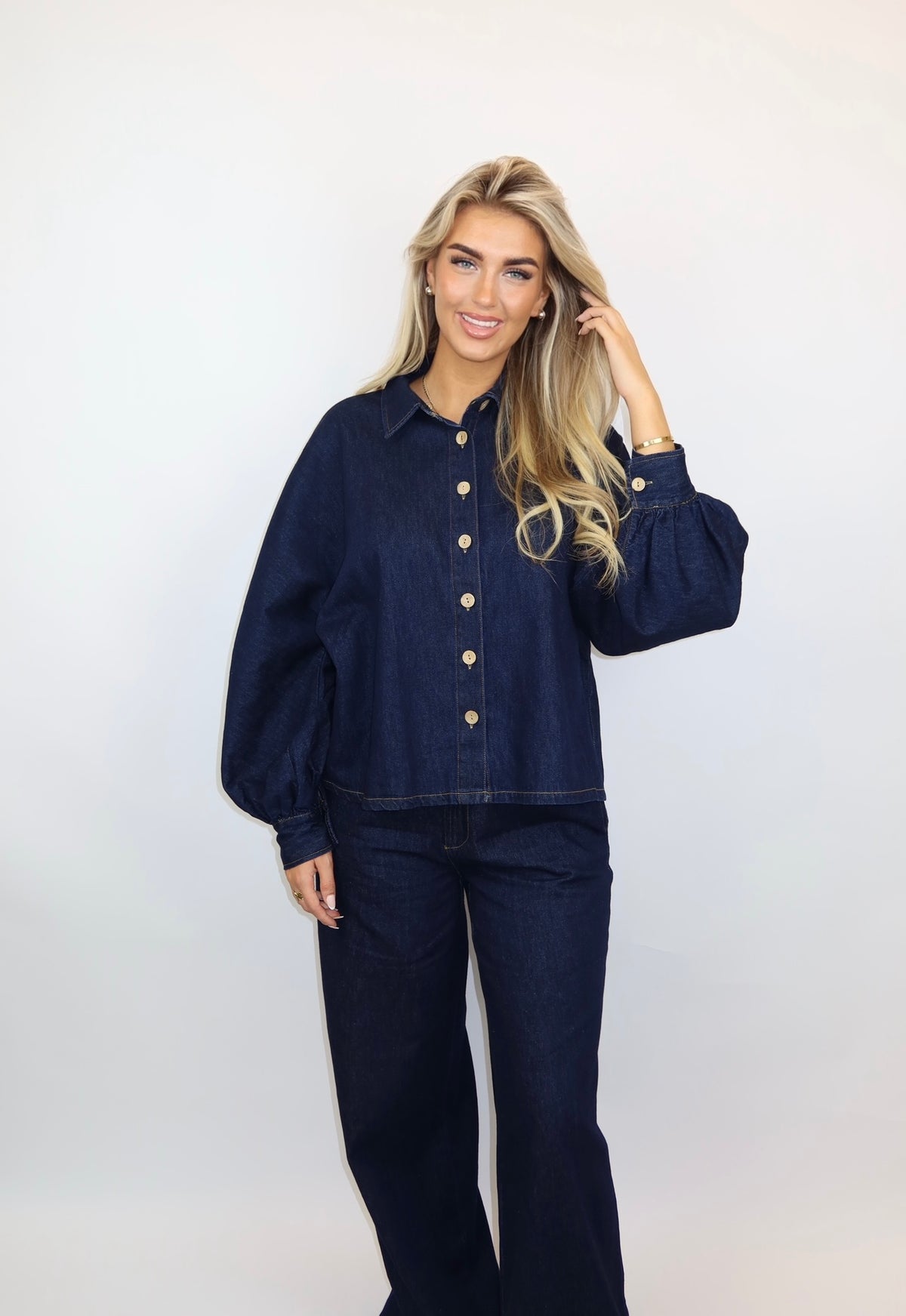 Kyra denim set blouse