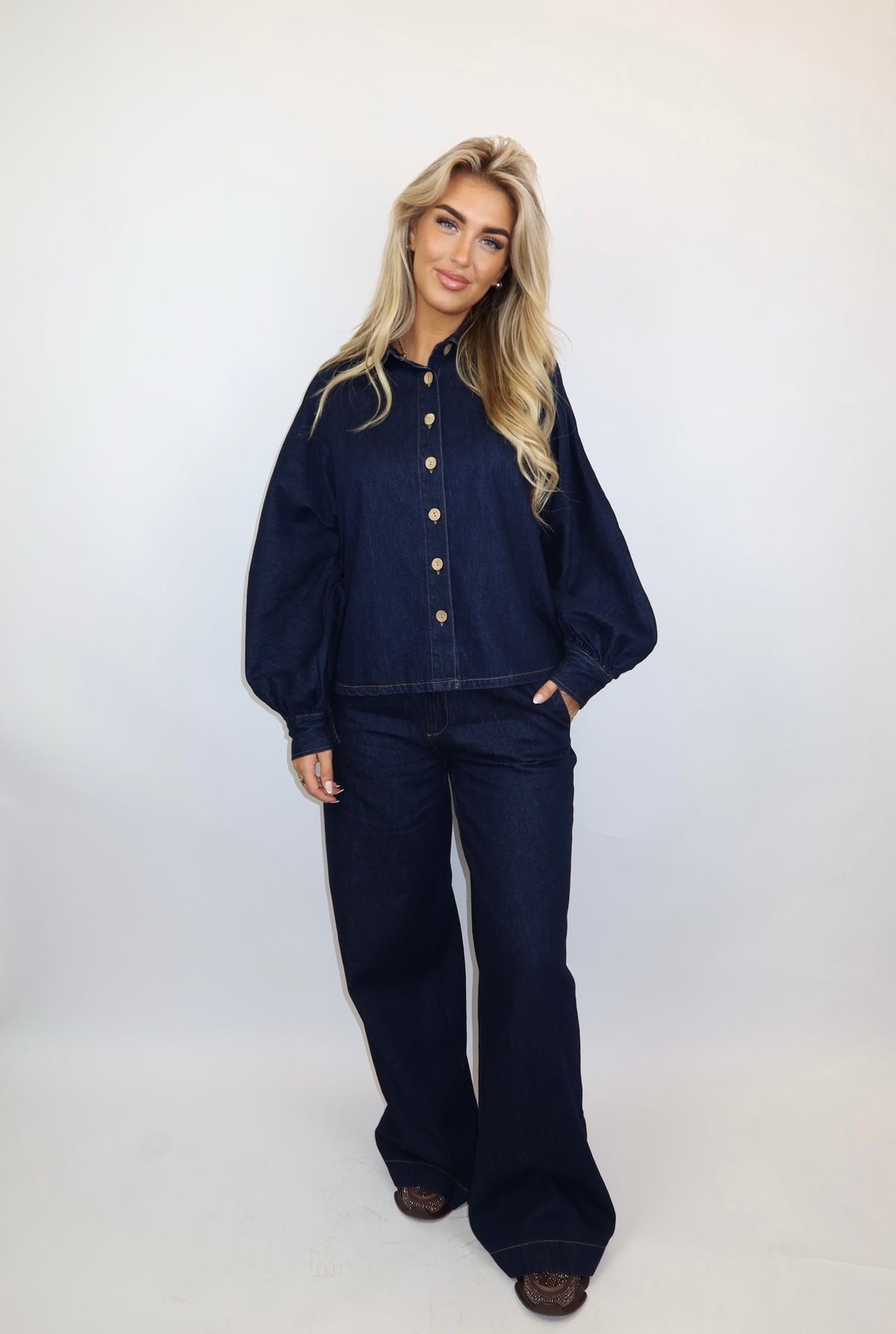 Kyra denim set blouse