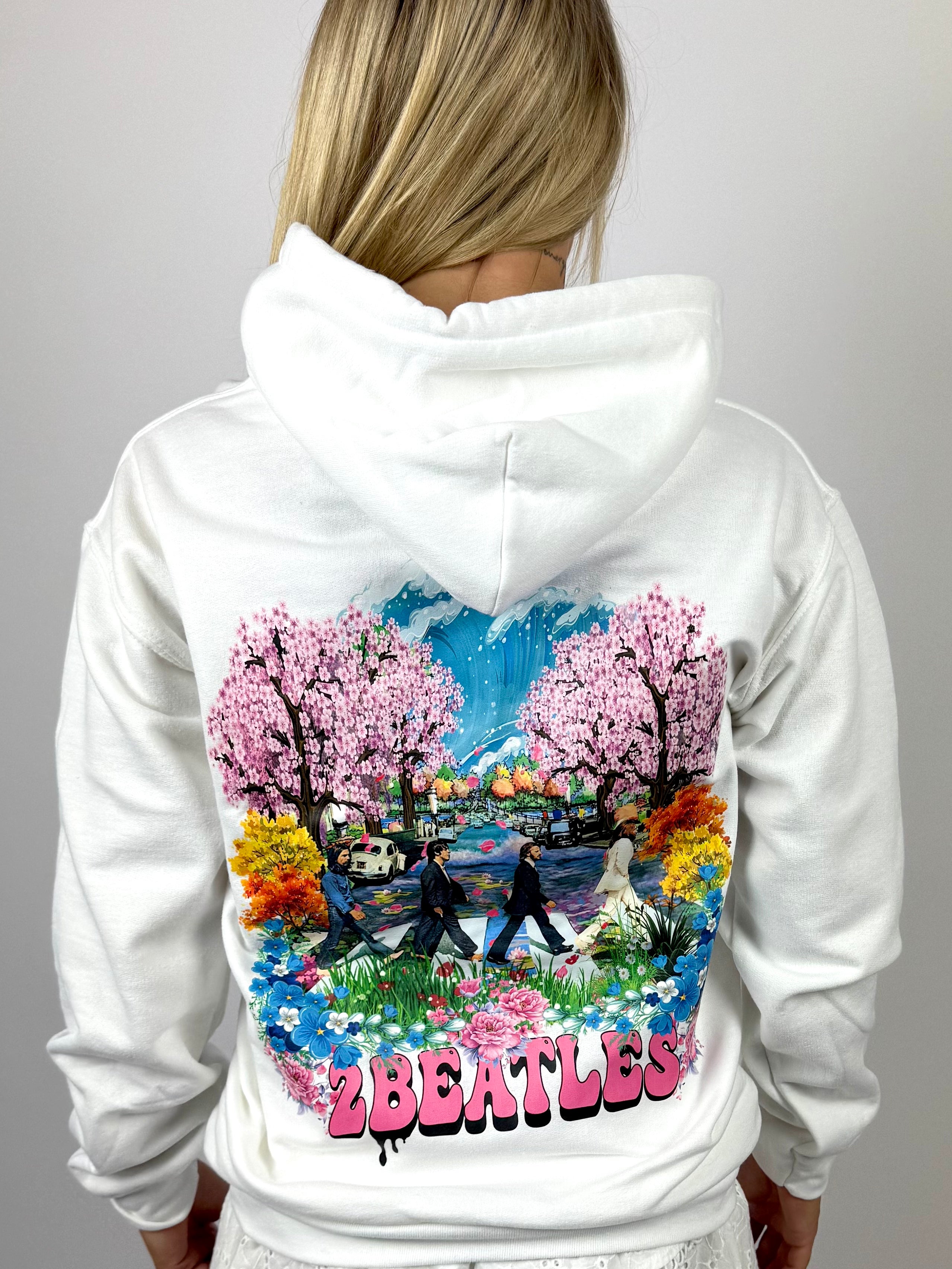 2B's hoodie 2Beatles wit/roze
