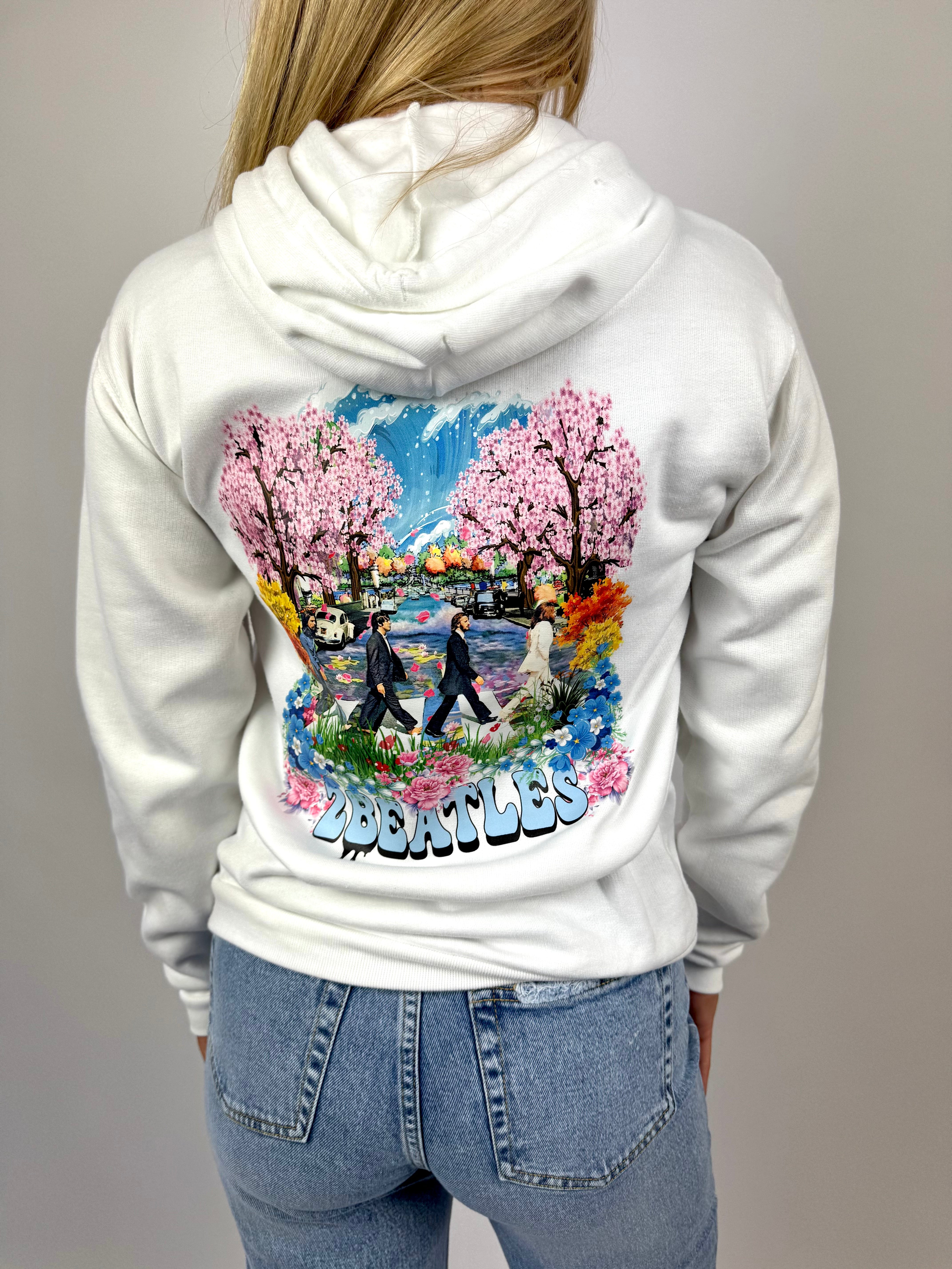 2B's hoodie 2Beatles wit/blauw
