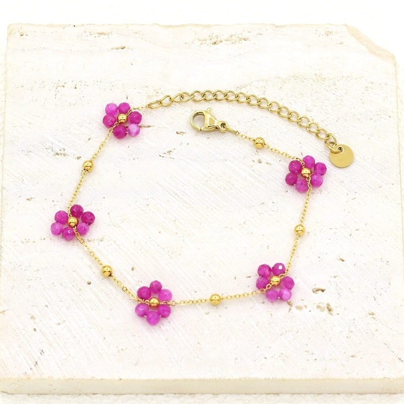 Flower armband roze